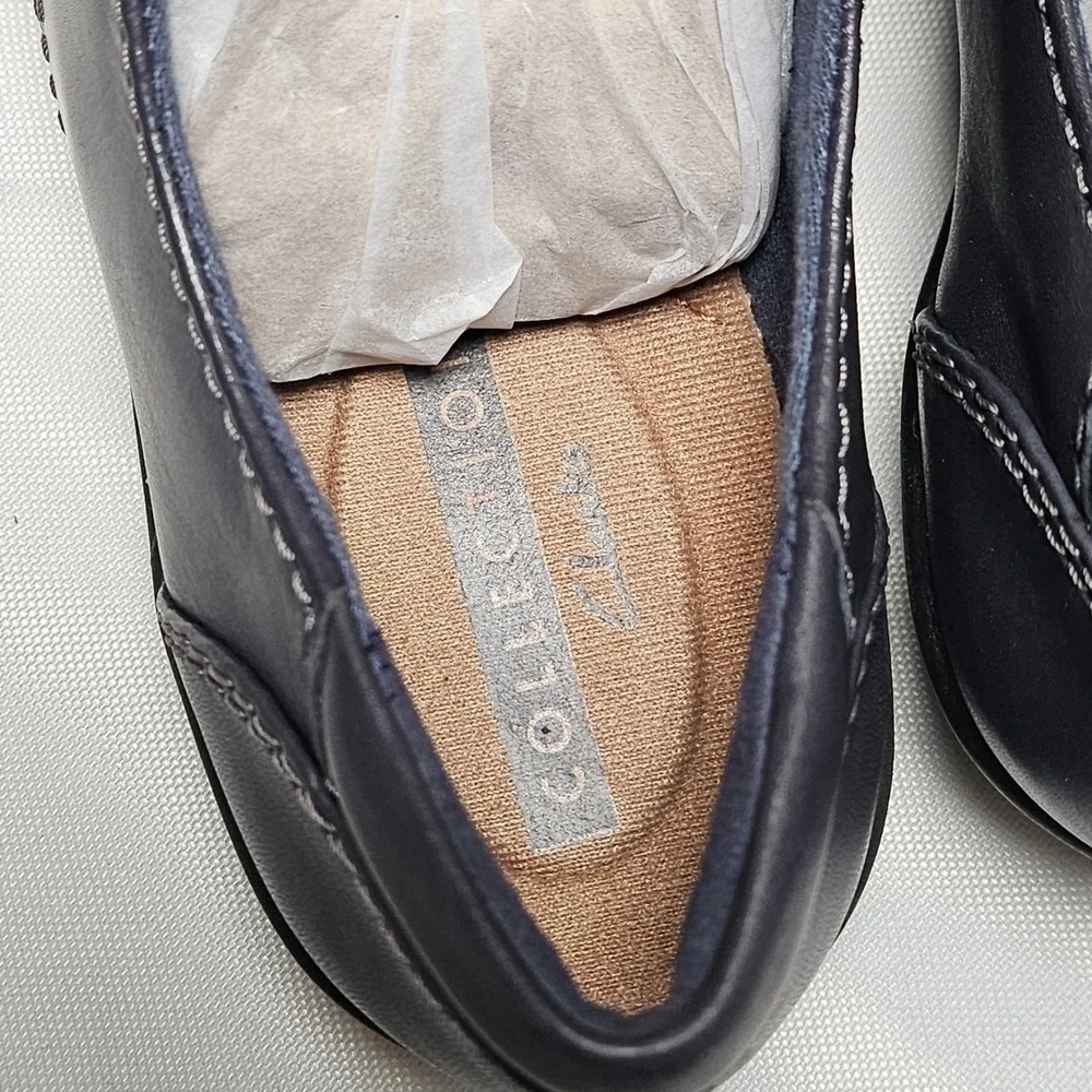 Clarks Collection Navy‎ Blue Leather Lace Up Oxford Shoes Women Size 5.5 US